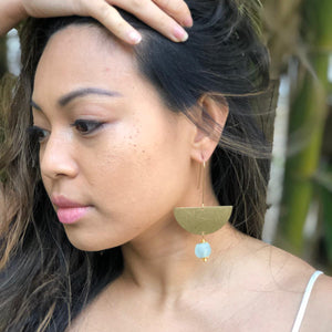 Recycled Glass New Moon earring - Ice Blue