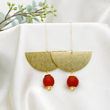 Load image into Gallery viewer, Recycled Glass New Moon earring - Red
