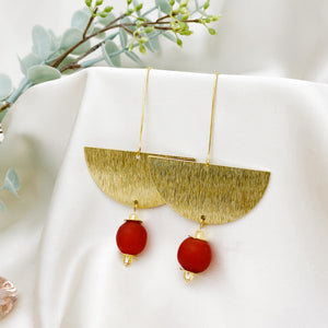 Recycled Glass New Moon earring - Red