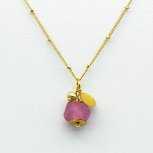 Load image into Gallery viewer, Recycled Glass Pink Tourmaline Zodiac Birthstone Necklace (October)

