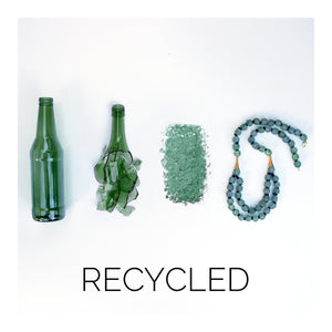 Recycled Glass Single Strand Adjustable Necklace - Fern Green