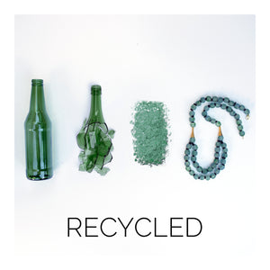 Recycled Glass Teardrop earring - Cyan Blue Swirl