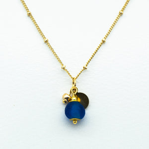 Recycled Glass Sapphire Zodiac Birthstone Necklace (September)