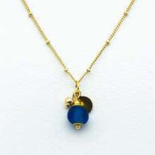 Load image into Gallery viewer, Recycled Glass Sapphire Zodiac Birthstone Necklace (September) (Silver or Gold)
