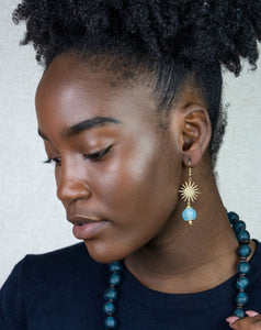 Recycled Glass Radiant earring - Cyan