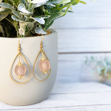 Load image into Gallery viewer, Recycled Glass Teardrop earring - Blush Pink
