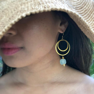 Recycled Glass Whirlpool earring - Ice Blue