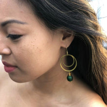 Load image into Gallery viewer, Recycled Glass Whirlpool earring - Forest Green
