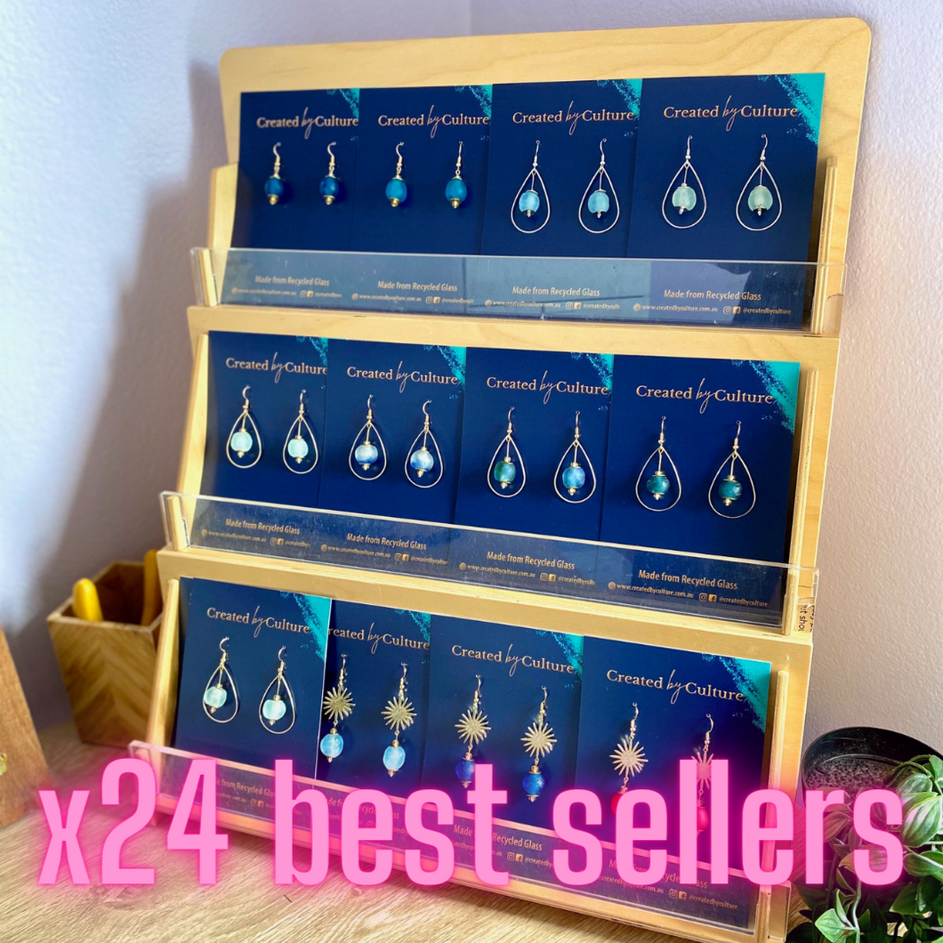 (Wholesale) 24 Bestselling Earrings - Gold and Silver mix