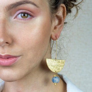 (Wholesale) New Moon earring - Blue Swirl