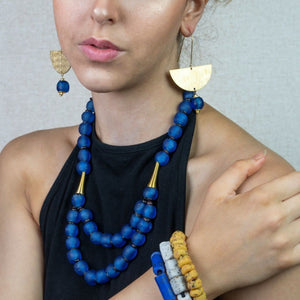 Recycled Glass Medium 'Rise and Shine' necklace - Cobalt