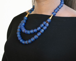 Recycled Glass Medium 'Rise and Shine' necklace - Cobalt