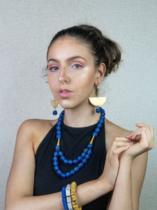 Recycled Glass Medium 'Rise and Shine' necklace - Cobalt
