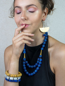 Recycled Glass Medium 'Rise and Shine' necklace - Cobalt