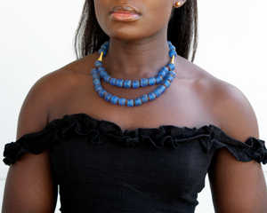 Recycled Glass Medium 'Rise and Shine' necklace - Cobalt