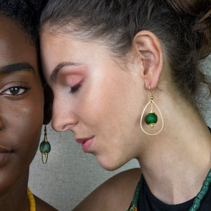 (Wholesale) Teardrop earring - Forest Green