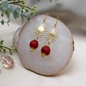 Recycled Glass Radiant earring - Red