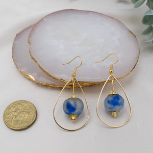 (Wholesale) Teardrop earring - Sky Blue Swirl