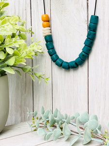 Recycled Glass Colour pop adjustable necklace - Green & White