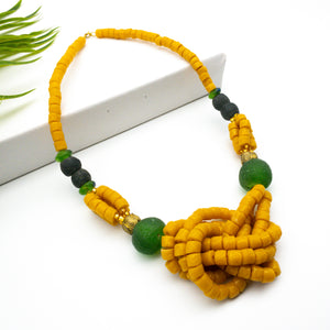 Recycled Glass 'Knot Your Average' necklace - Yellow