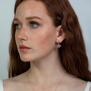 Recycled Glass Amethyst Zodiac Birthstone Earrings (February)