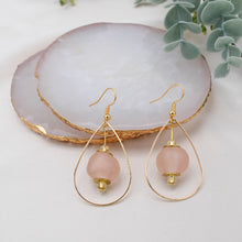 Load image into Gallery viewer, Recycled Glass Teardrop earring - Blush Pink
