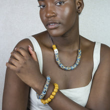 Load image into Gallery viewer, (Wholesale) Hand painted double stack bracelets - Blue &amp; Yellow
