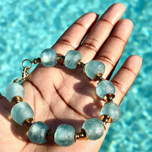 Load image into Gallery viewer, (Wholesale) Cyan Blue Recycled Glasss Bracelet
