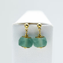 Load image into Gallery viewer, Recycled Glass Alexandrite Zodiac Birthstone Earrings (June) (Silver or Gold)
