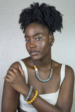 Load image into Gallery viewer, (Wholesale) Hand painted adjustable necklace - Blue &amp; Yellow
