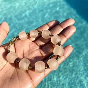 (Wholesale) Blush Pink Recycled Glass Bracelet