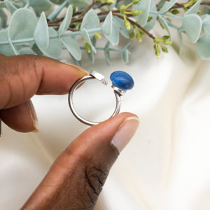 Recycled Glass Moon Ring - Cobalt