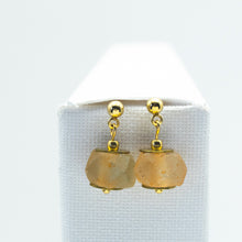 Load image into Gallery viewer, Recycled Glass Citrine Zodiac Birthstone Earrings (November) (Silver or Gold)
