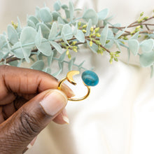 Load image into Gallery viewer, Recycled Glass Moon Ring - Teal
