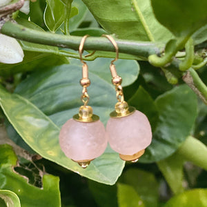 Recycled Glass Swing earring - Blush Pink