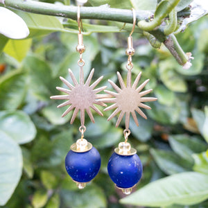 Recycled Glass Radiant earring - Navy