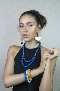 (Wholesale) Triple stack bracelets - Blue, White & Yellow