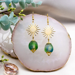 Recycled Glass Radiant earring - Ocean