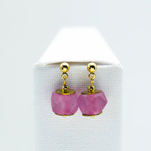 Load image into Gallery viewer, Recycled Glass Pink Tourmaline Zodiac Birthstone Earrings (October) (Silver or Gold)
