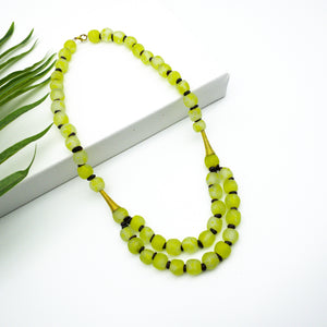 Recycled Glass Medium 'Rise and Shine' necklace - Lime Green