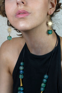 Recycled Glass Radiant earring - Ocean