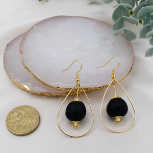 Recycled Glass Teardrop earring - Black