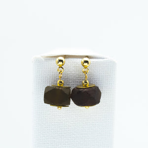 Recycled Glass Brown Garnet Zodiac Birthstone Earrings (January)