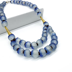 Recycled Glass Medium 'Rise and Shine' necklace - Sky Blue