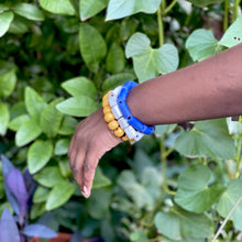 Load image into Gallery viewer, (Wholesale) Triple stack bracelets - Blue, White &amp; Yellow

