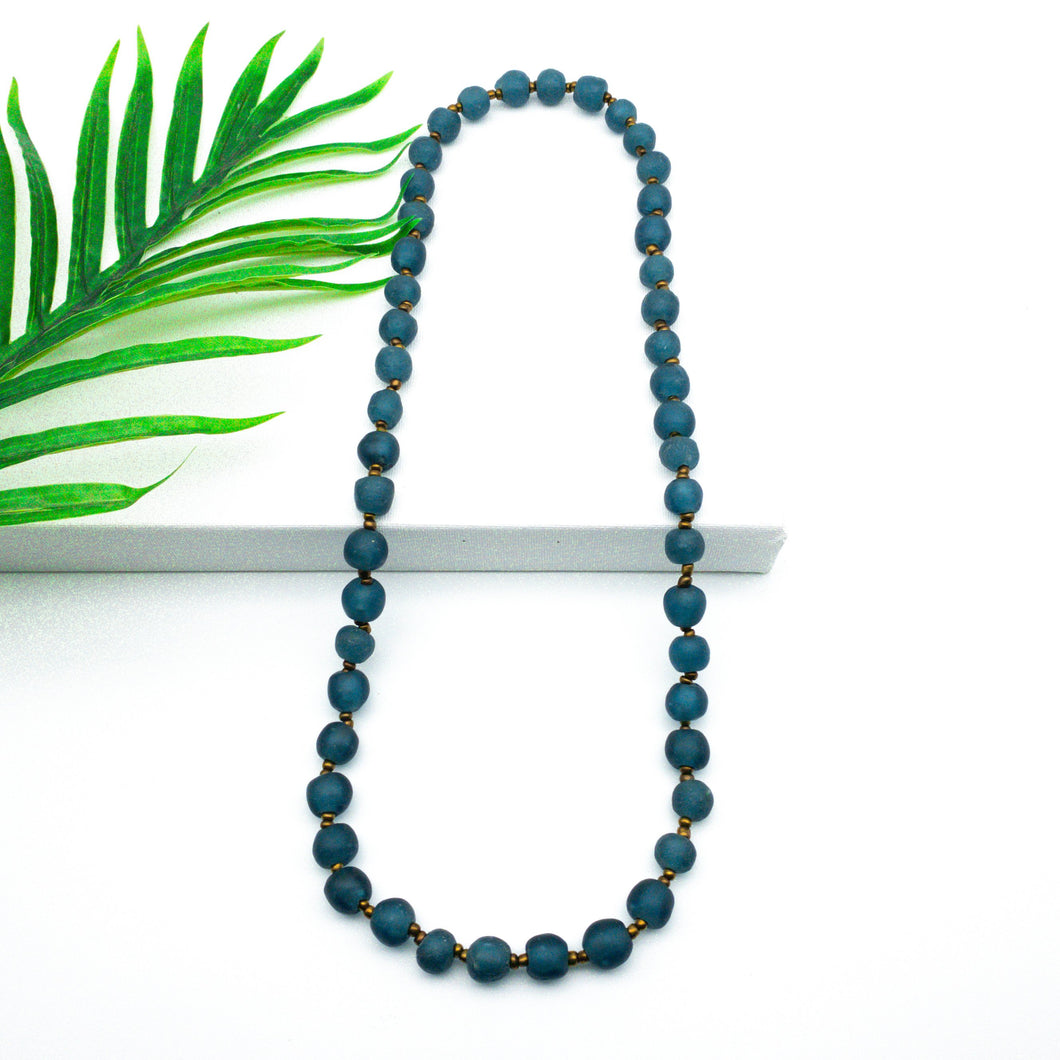 (Wholesale) Long single strand necklace - Teal