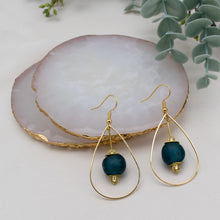 Load image into Gallery viewer, Recycled Glass Teardrop earring - Teal
