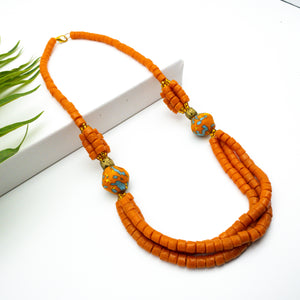 Recycled Glass 'Knot Your Average' necklace - Orange