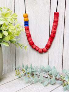 Recycled Glass Colour pop adjustable necklace - Red