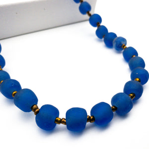(Wholesale) Long single strand necklace - Cobalt